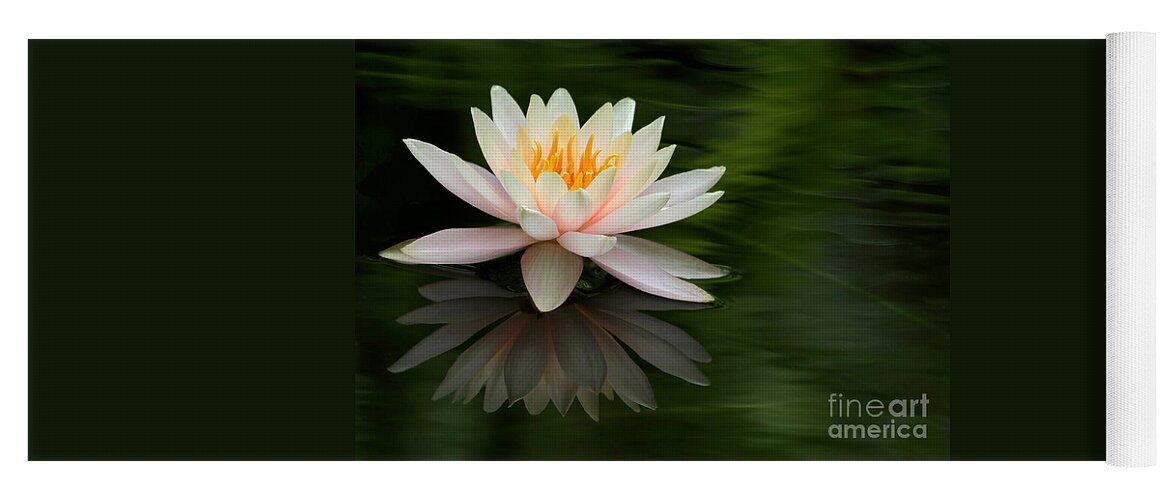 White Yoga Mat featuring the photograph Reflections of a Water Lily by Sabrina L Ryan