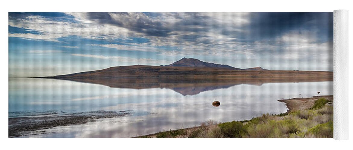 Antelope Island Yoga Mat featuring the photograph Reflections of Antelope Island by Donna Greene