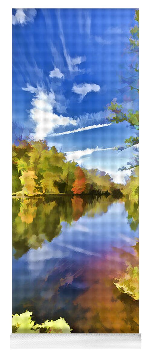 Autumn Yoga Mat featuring the painting Reflections on the Canal II by David Letts