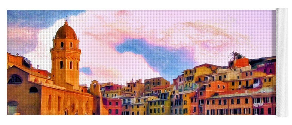 Cinque Terre Yoga Mat featuring the painting Relaxing Around Vernazza by Michael Pickett