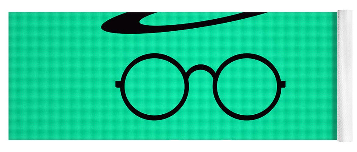 Les Claypool Yoga Mat featuring the digital art Retro Minimal vintage face with Moustache and Glasses by Philipp Rietz
