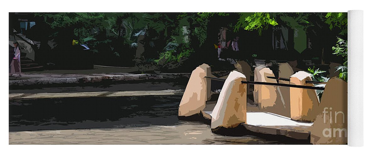 Riverwalk Yoga Mat featuring the painting Riverwalk Stone in Light by Kirt Tisdale