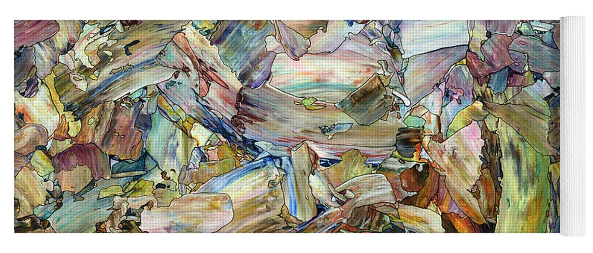 Abstract Yoga Mat featuring the painting Roadside Fragmentation - Square by James W Johnson