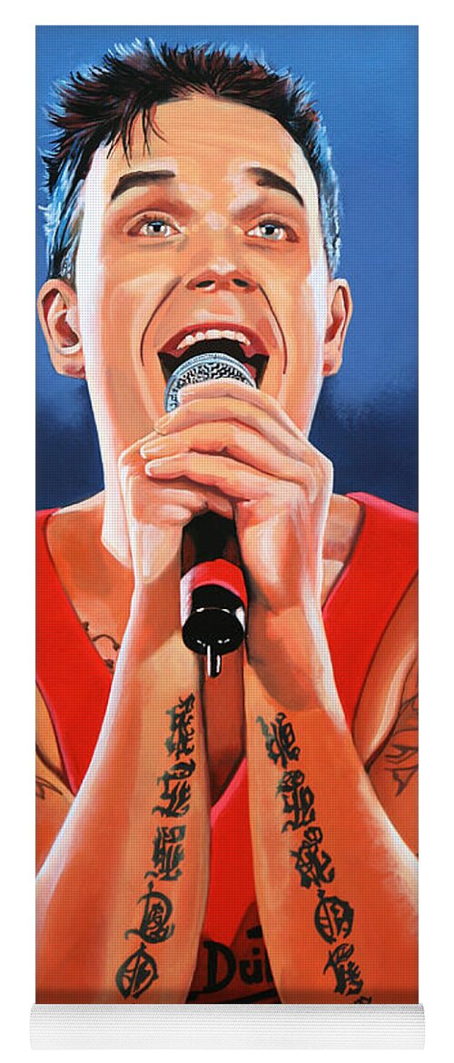 Robbie Williams Yoga Mat featuring the painting Robbie Williams Painting by Paul Meijering