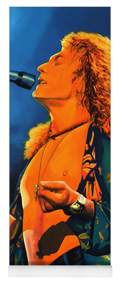 Robert Plant Yoga Mat featuring the painting Robert Plant by Paul Meijering