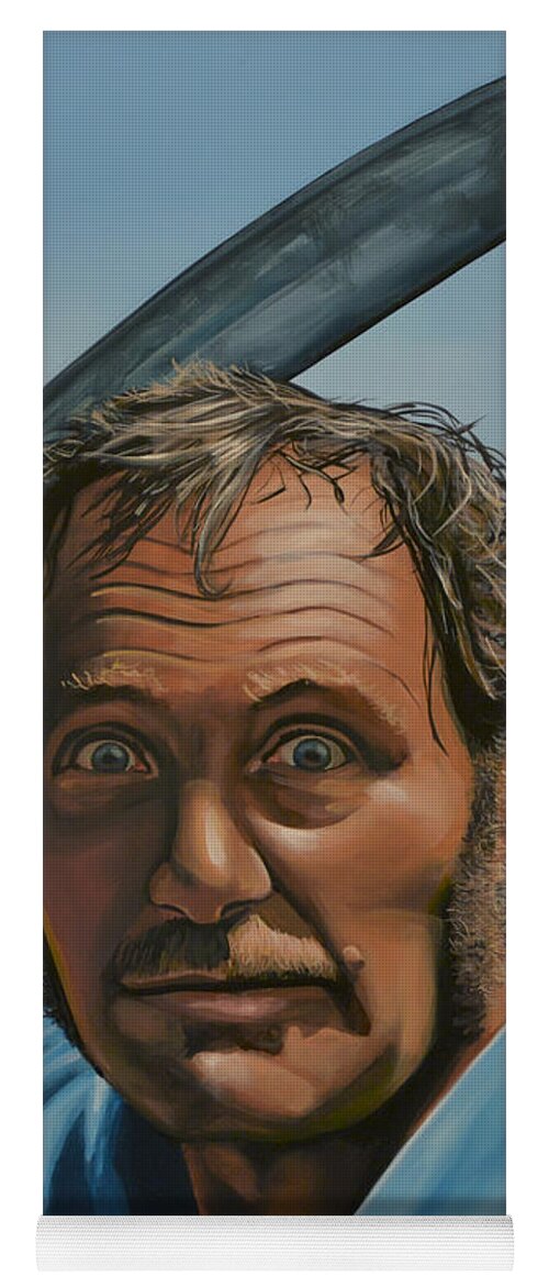 Robert Shaw Yoga Mat featuring the painting Robert Shaw in Jaws by Paul Meijering