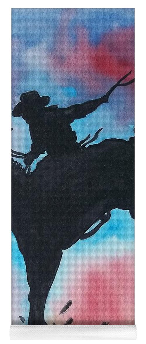 Cowboy Rodeo Yoga Mat featuring the painting Rodeo No 2 by Don n Leonora Hand