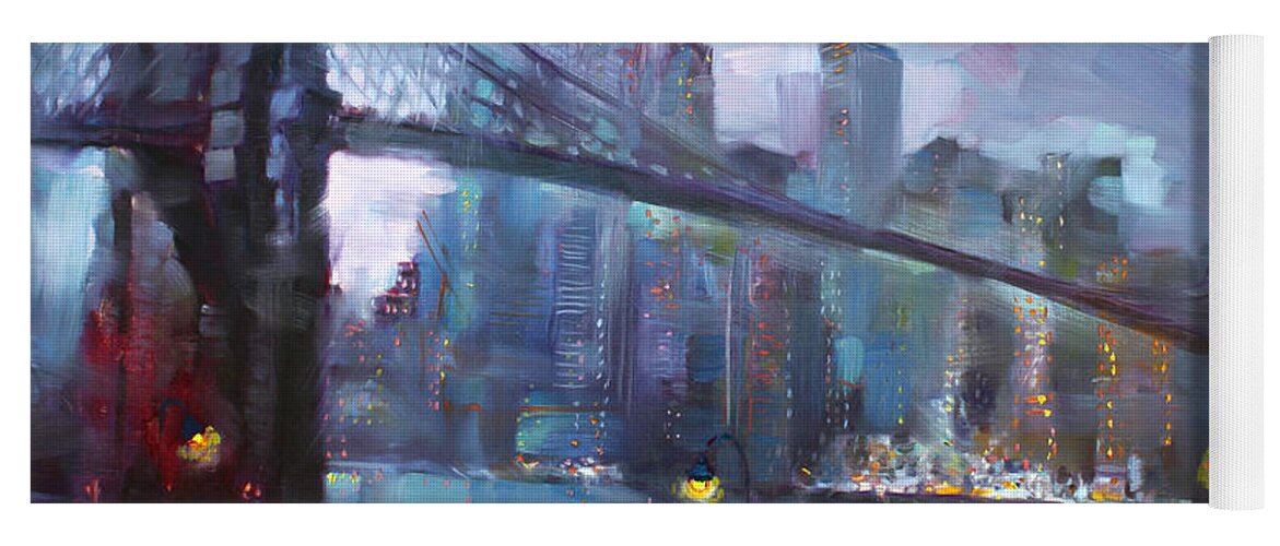 Romance Yoga Mat featuring the painting Romance by East River II by Ylli Haruni