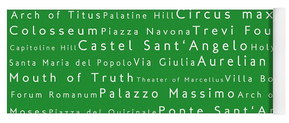 Cities Yoga Mat featuring the photograph Rome in Words Green by Sabine Jacobs