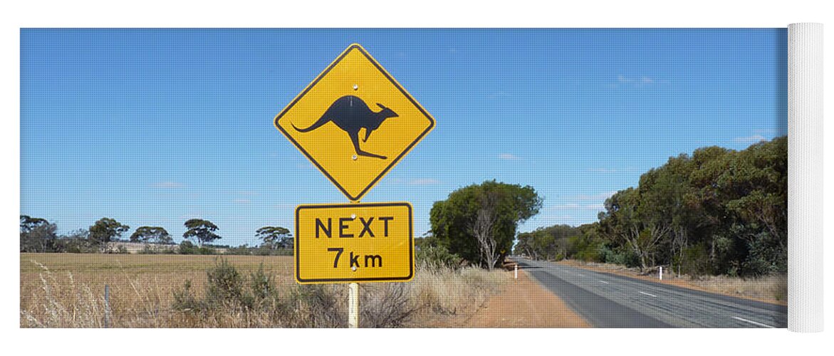 Australia Yoga Mat featuring the photograph Roo Warning - Western Australia by Phil Banks