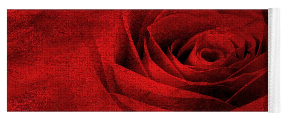Red Yoga Mat featuring the photograph Rose on Fire by Jayne Carney