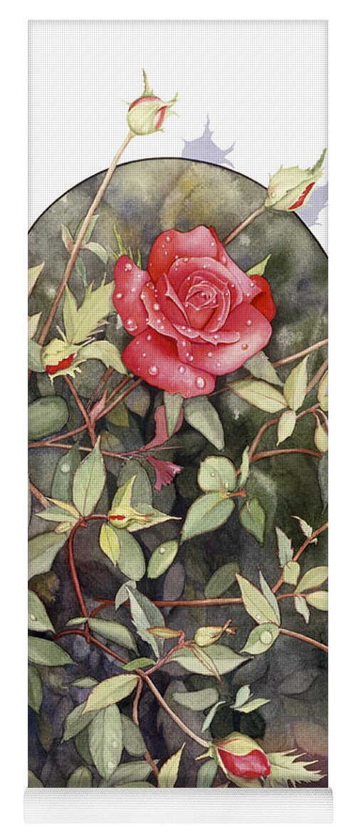 Red Yoga Mat featuring the painting Rose by Roger Snyder