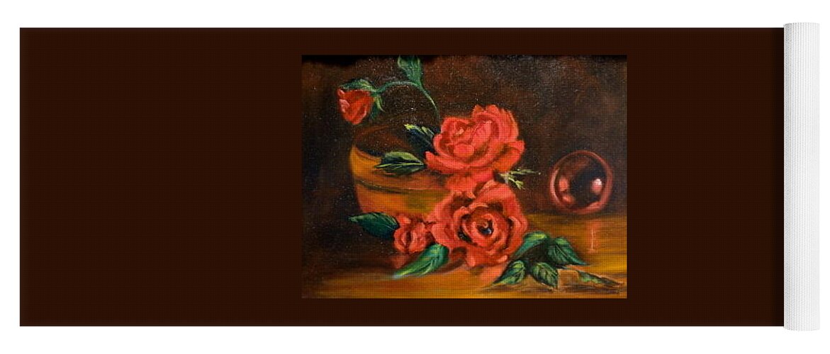  Red Roses Yoga Mat featuring the painting Roses are Red by Jenny Lee