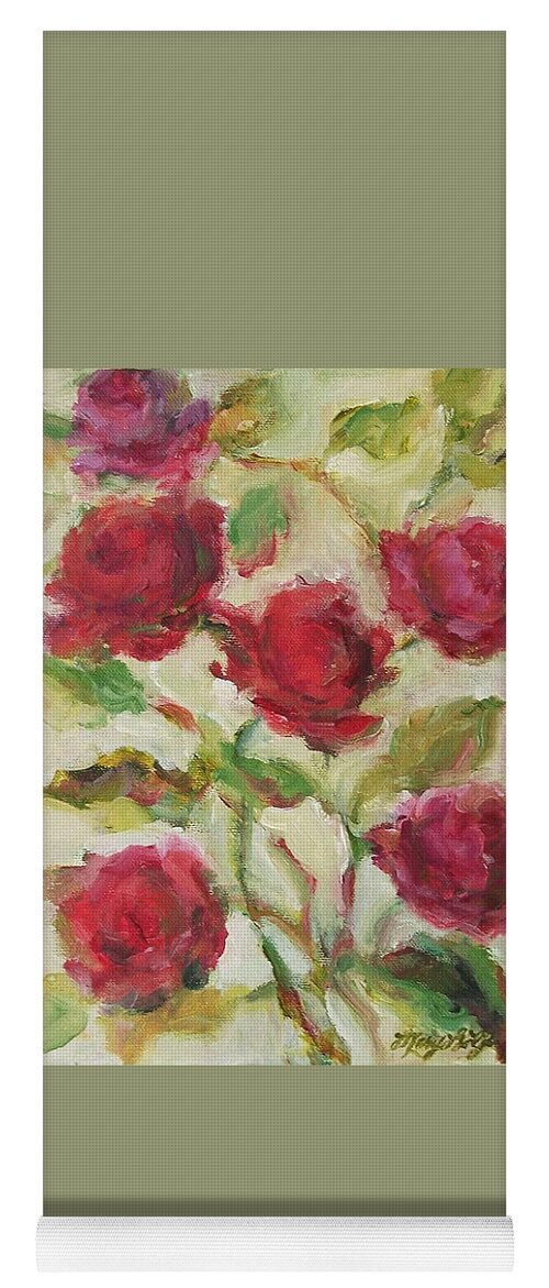 Impressionism Yoga Mat featuring the painting Roses by Mary Wolf