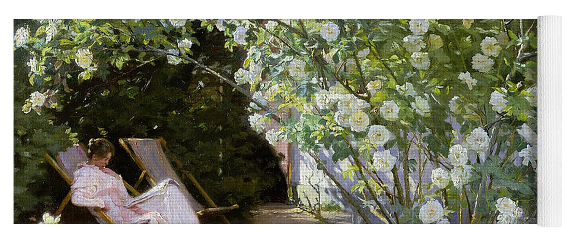 Rosebush Yoga Mat featuring the painting Roses by Peder Severin Kroyer