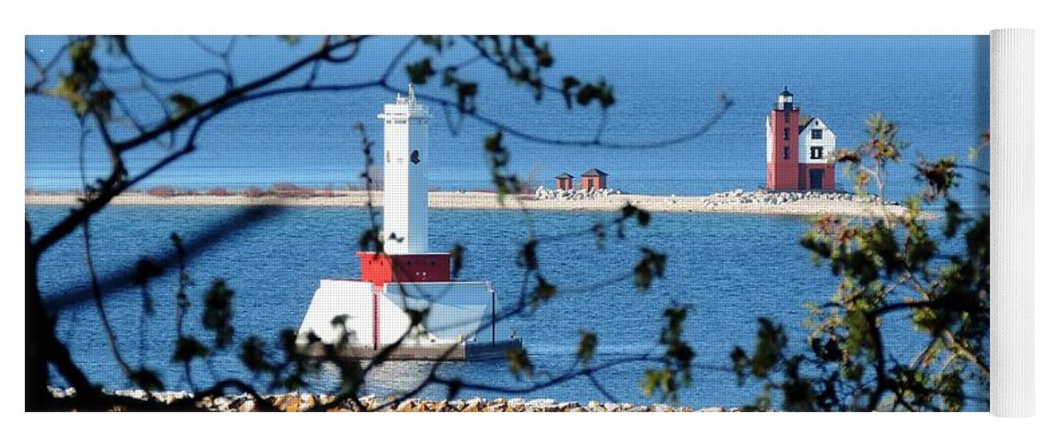 Lighthouses Yoga Mat featuring the photograph Round Island Lighthouse and Round Island Passage Light by Keith Stokes