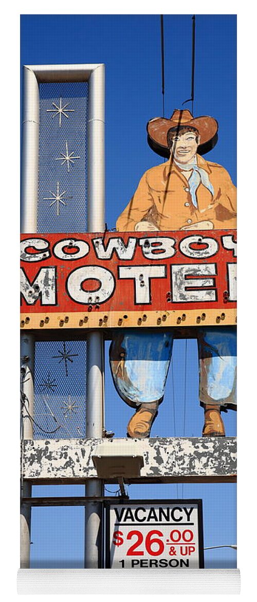 66 Yoga Mat featuring the photograph Route 66 - Cowboy Motel 2012 by Frank Romeo