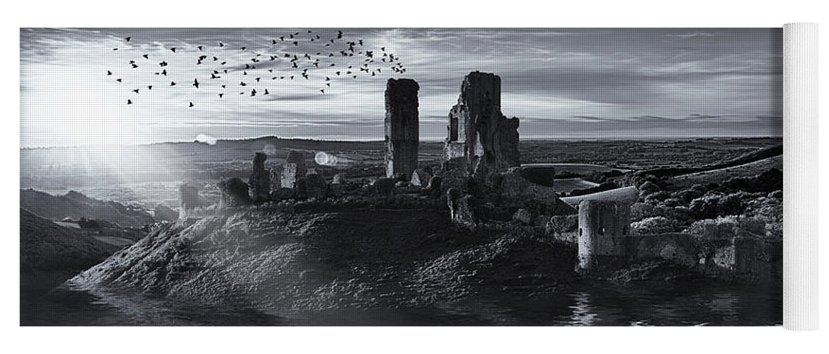 Landscape Yoga Mat featuring the photograph Ruins on the water landscape by Simon Bratt