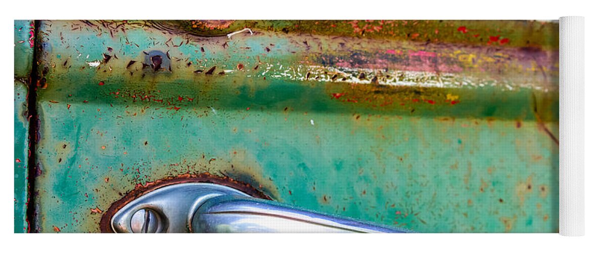 Abstract Yoga Mat featuring the photograph Rusted Tough by Teri Virbickis