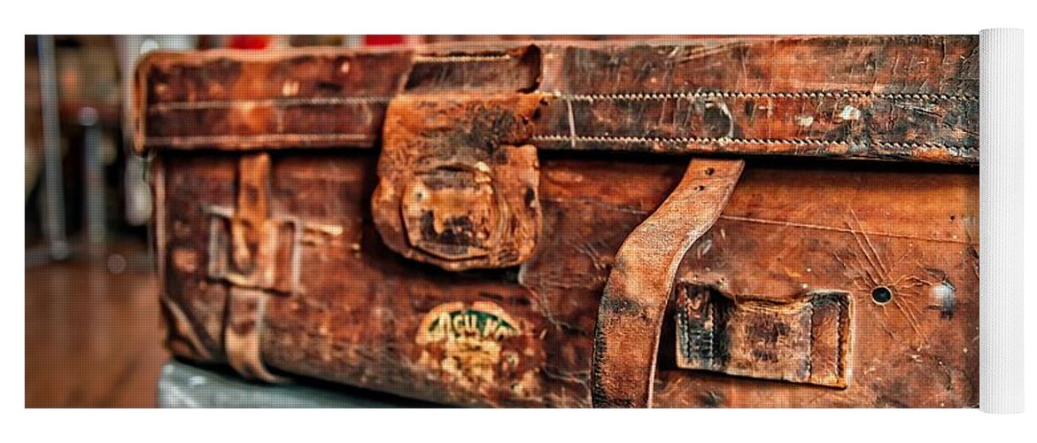 Leather Yoga Mat featuring the photograph Rustic Trunk by Brett Engle