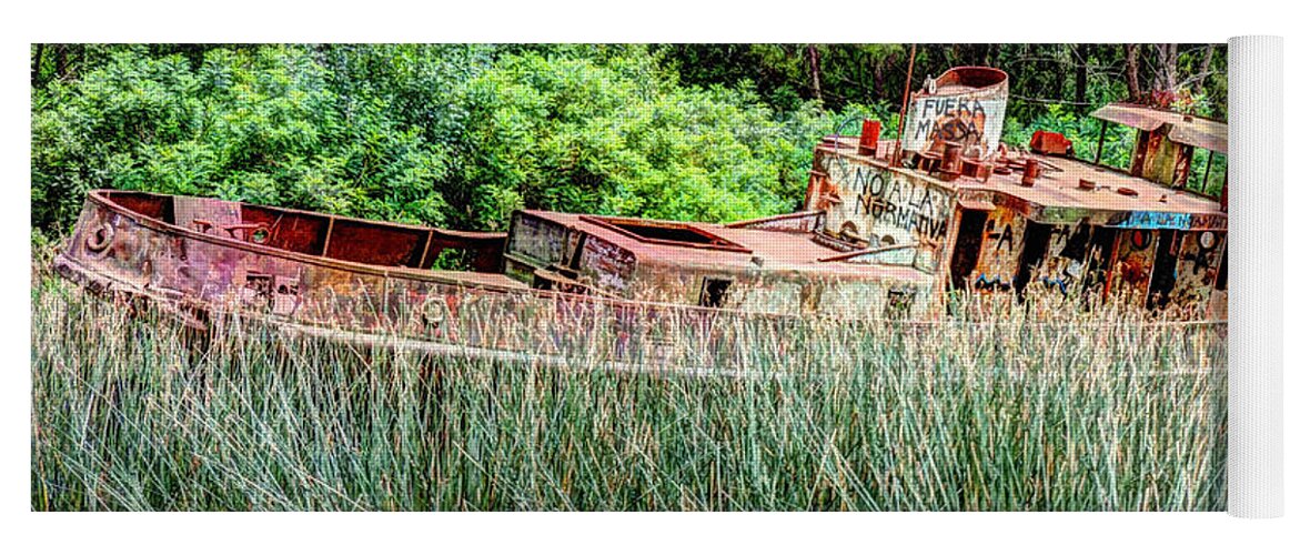 Photograph Yoga Mat featuring the photograph Rusty Ship by Richard Gehlbach