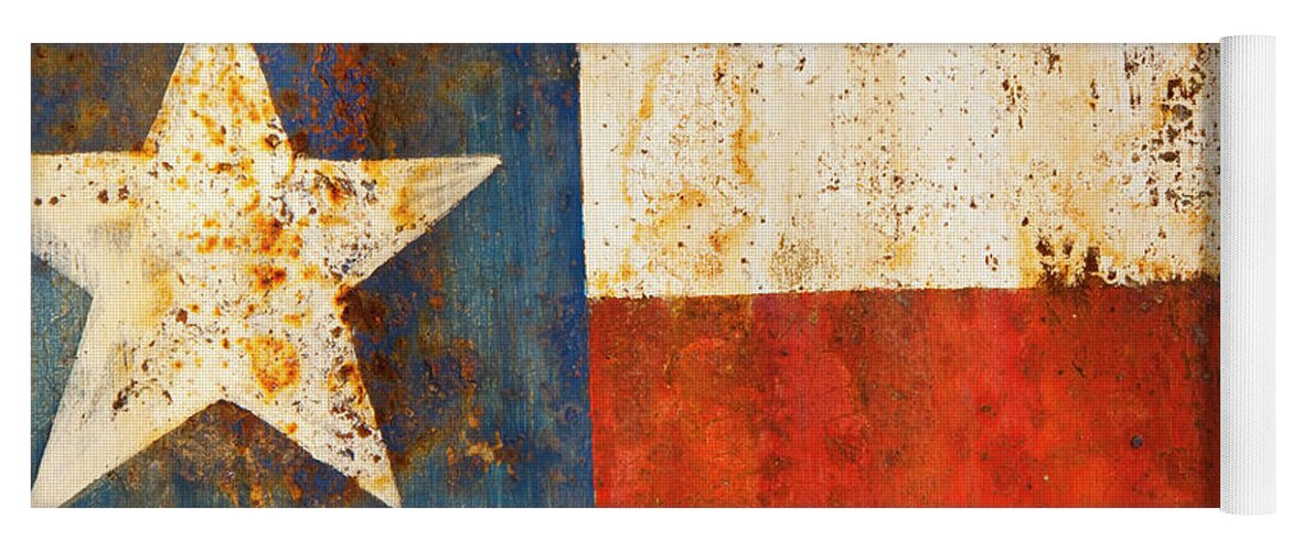 Texas Yoga Mat featuring the photograph Rusty Texas Flag Rust And Metal Series by Mark Weaver