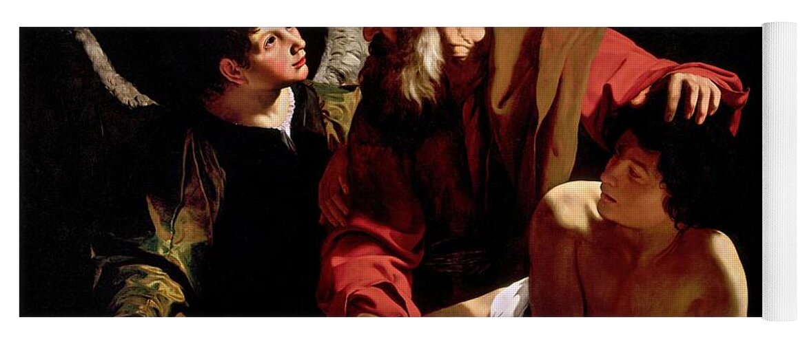 Sacrifice Of Isaac Yoga Mat featuring the painting Sacrifice of Isaac by Michelangelo Caravaggio