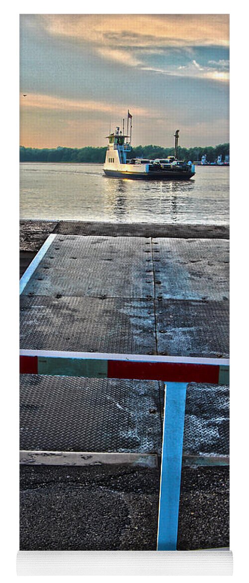 Sag Harbor Yoga Mat featuring the photograph Sag Harbor Ferry Returns by Robert Seifert