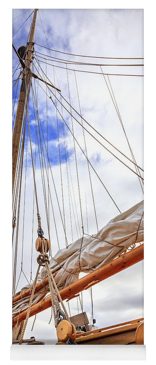 Boat Yoga Mat featuring the photograph Sailboat rigging by Alexey Stiop