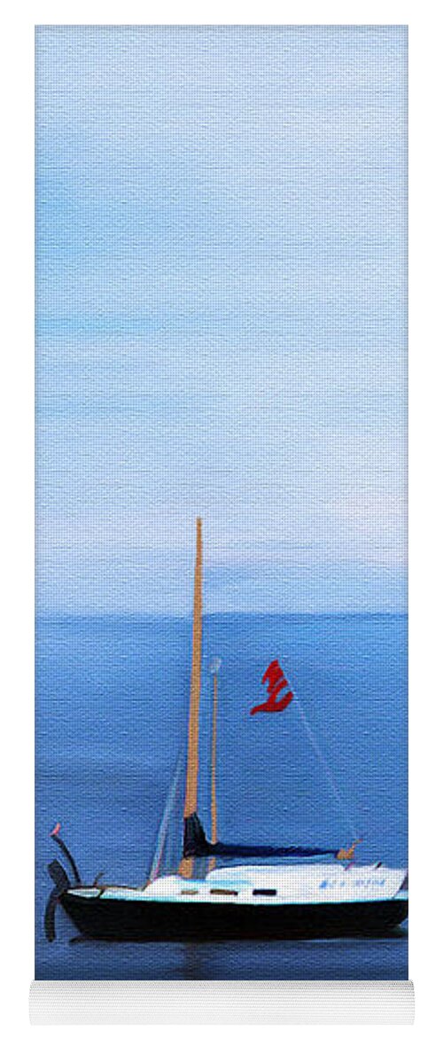 Fine Art Yoga Mat featuring the mixed media Sailboats in Skerries Harbor- mixed media photography by Patricia Griffin Brett