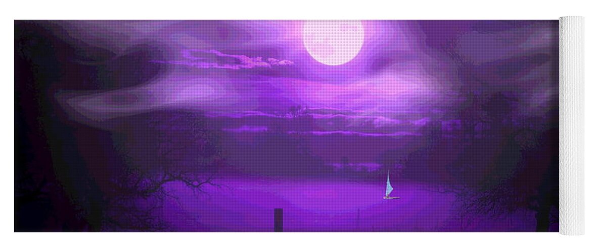Moon Yoga Mat featuring the digital art Sailing In The Moonlight by Joyce Dickens