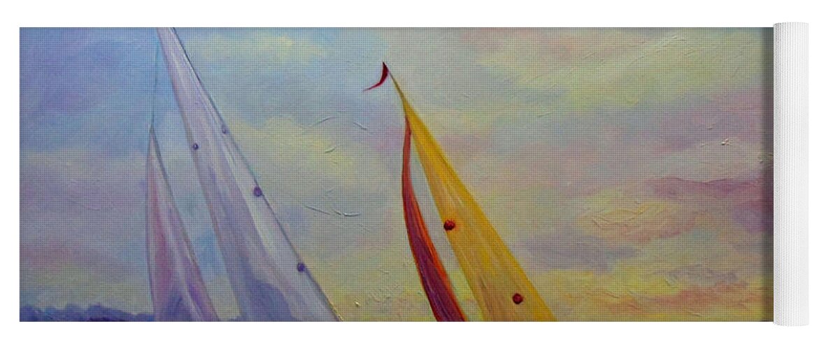 Sailing Yoga Mat featuring the painting Sailing the Lake by Julie Brugh Riffey