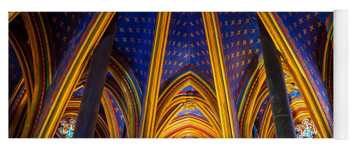 Catholic Yoga Mat featuring the photograph Saint Chapelle Ceiling by Inge Johnsson