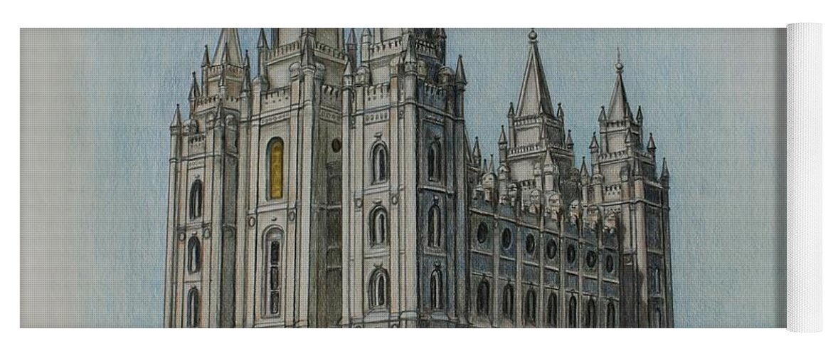 Lds Yoga Mat featuring the drawing Salt Lake City Temple I by Christine Jepsen