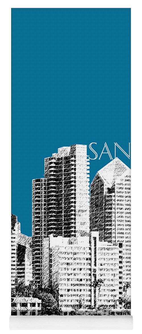 Architecture Yoga Mat featuring the digital art San Diego Skyline 1 - Steel by DB Artist