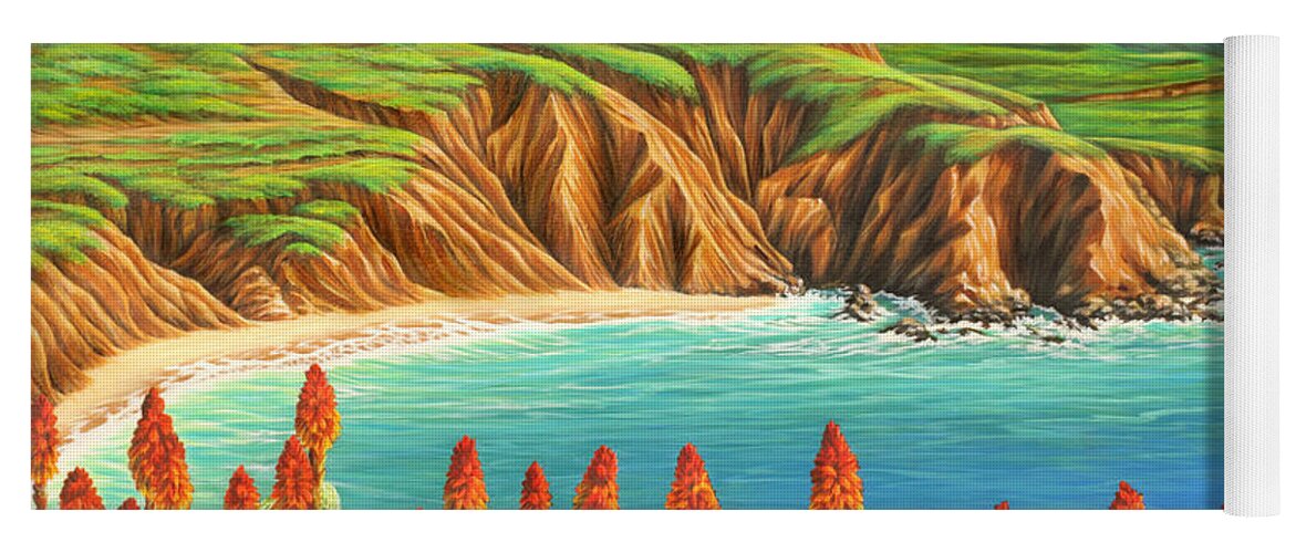 Ocean Yoga Mat featuring the painting San Mateo Springtime by Jane Girardot