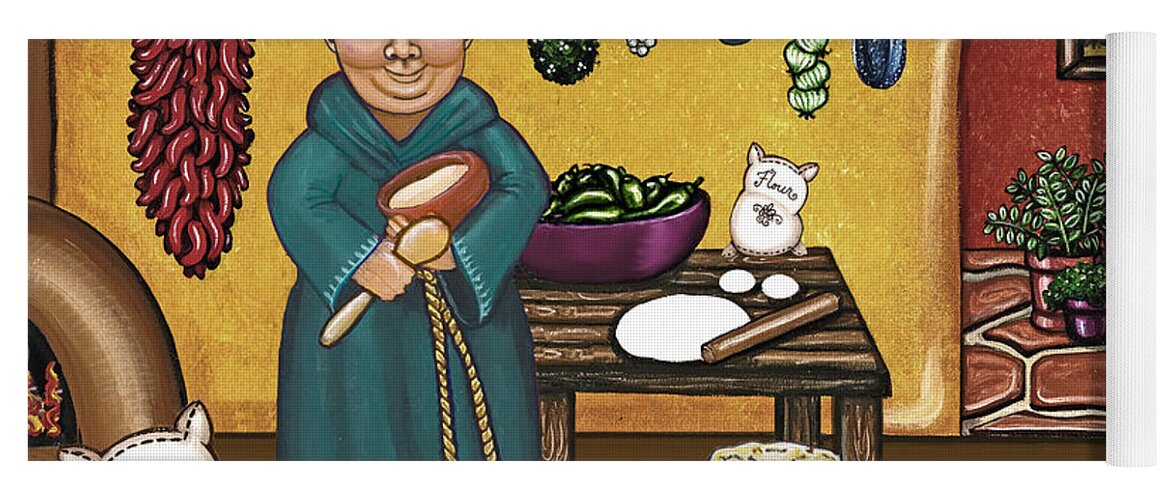 San Pascual Yoga Mat featuring the painting San Pascuals Kitchen by Victoria De Almeida