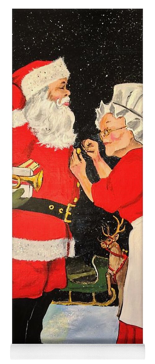 Christmas Yoga Mat featuring the painting Santa and Mrs by Alan Lakin