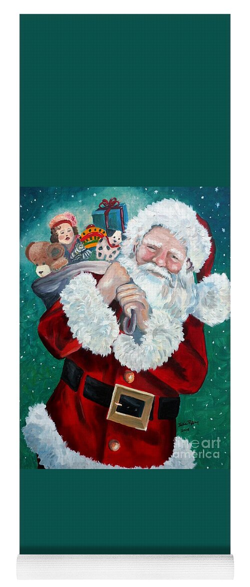 Santa Yoga Mat featuring the painting Santa's Coming to Town by Julie Brugh Riffey