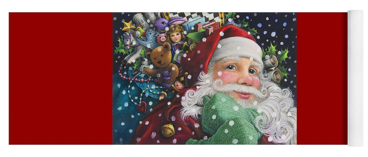 Santa Claus Yoga Mat featuring the painting Santa's Toys by Lynn Bywaters