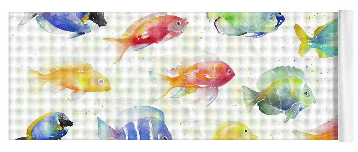 School Yoga Mat featuring the painting School Of Tropical Fish by Lanie Loreth