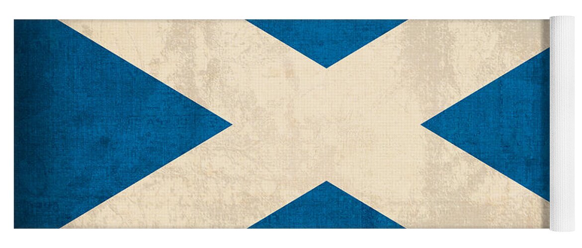 Scotland Flag Vintage Distressed Finish Yoga Mat featuring the mixed media Scotland Flag Vintage Distressed Finish by Design Turnpike
