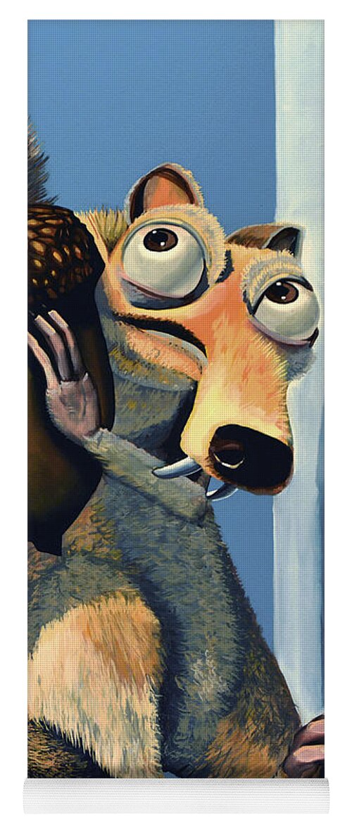 Scrat Yoga Mat featuring the painting Scrat of Ice Age by Paul Meijering