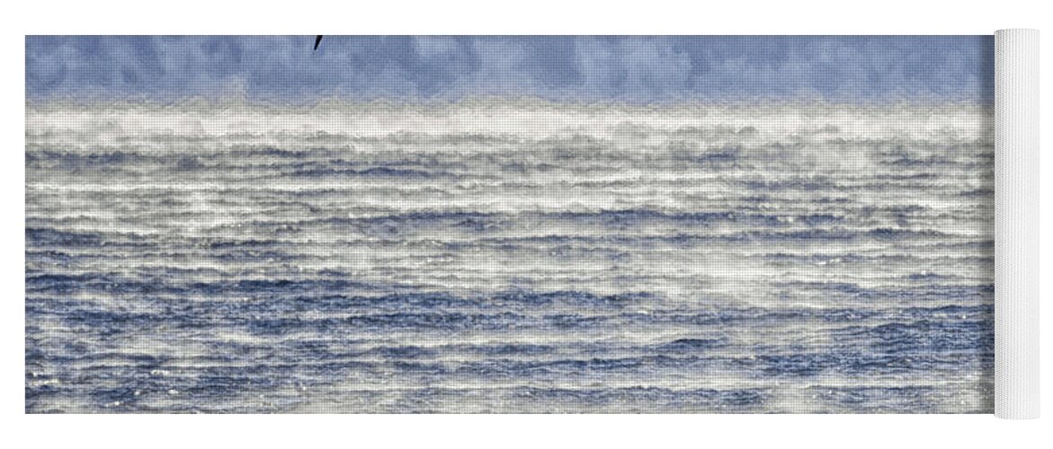 Sea Smoke And Gull Blues Yoga Mat featuring the photograph Sea Smoke and Gull Blues by Marty Saccone
