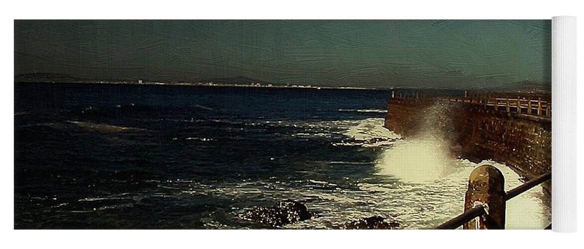 Sea Yoga Mat featuring the painting Sea Wall at Night by RC DeWinter