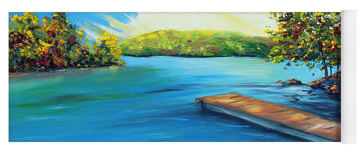 Lake Yoga Mat featuring the painting Season's End by Meaghan Troup