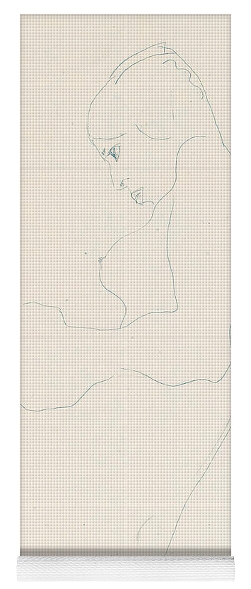 Egon Schiele Yoga Mat featuring the drawing Seated Nude by Egon Schiele