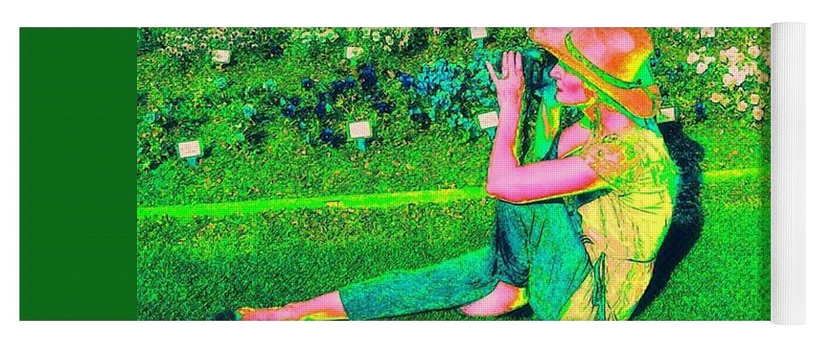 Lady In A Hat Yoga Mat featuring the digital art Self Portrait On The Arboretum Grounds by Pamela Smale Williams