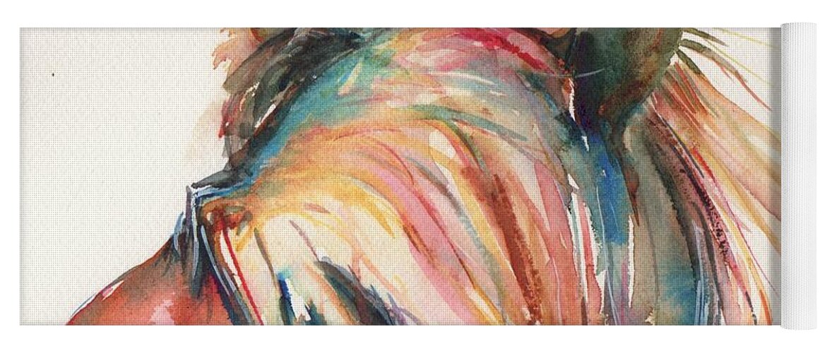 Horse Art Yoga Mat featuring the painting Horse Painting in watercolor Serendipity by Maria Reichert