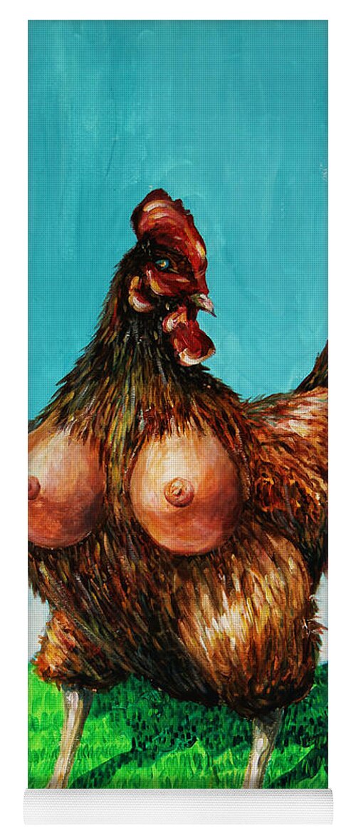 Sexy Chicken Yoga Mat featuring the painting Sexy Chicken by Dariusz Orszulik